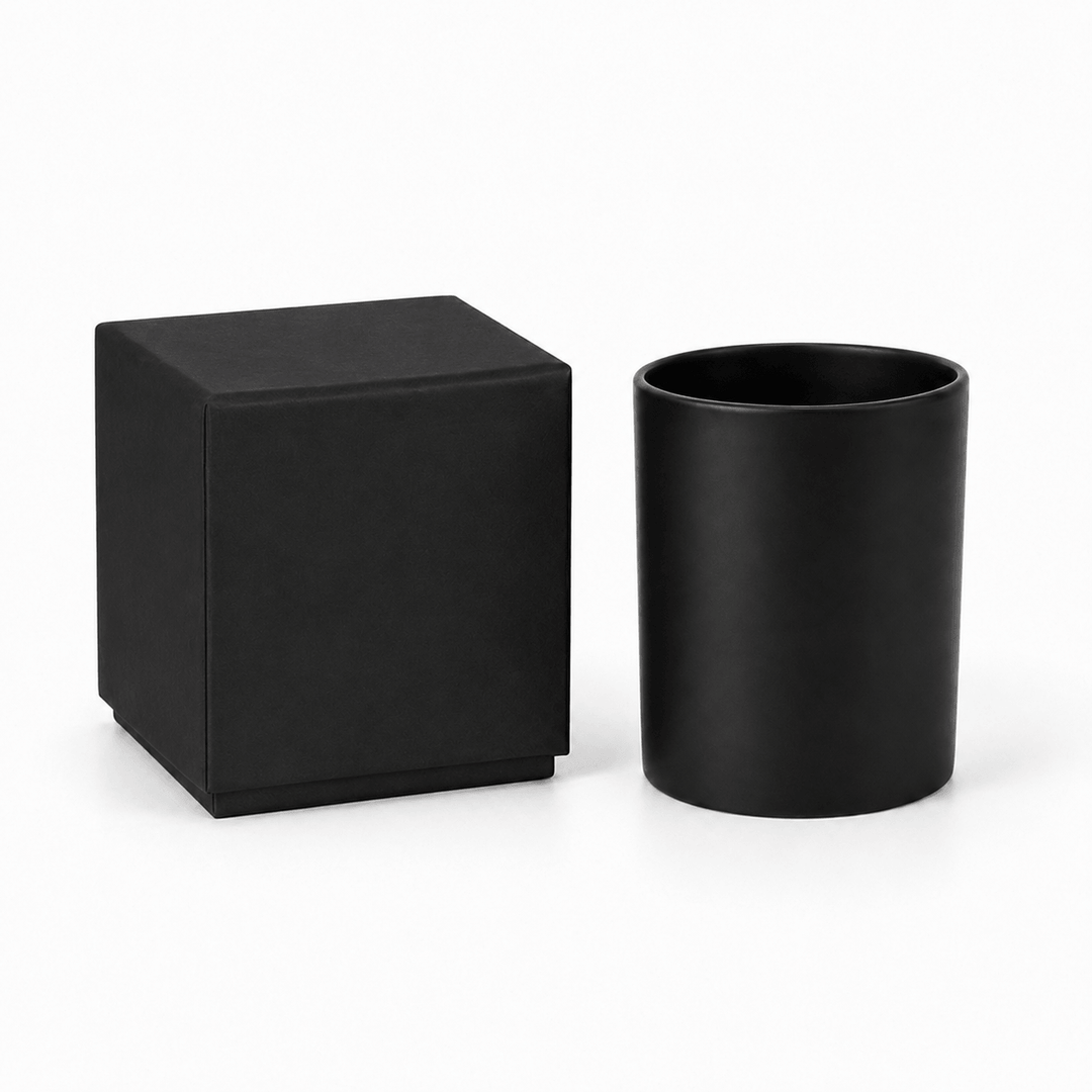 Vasetto in vetro per candele (trasparente e nero)