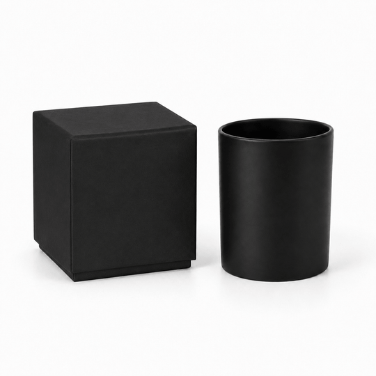 Vasetto in vetro per candele (trasparente e nero)