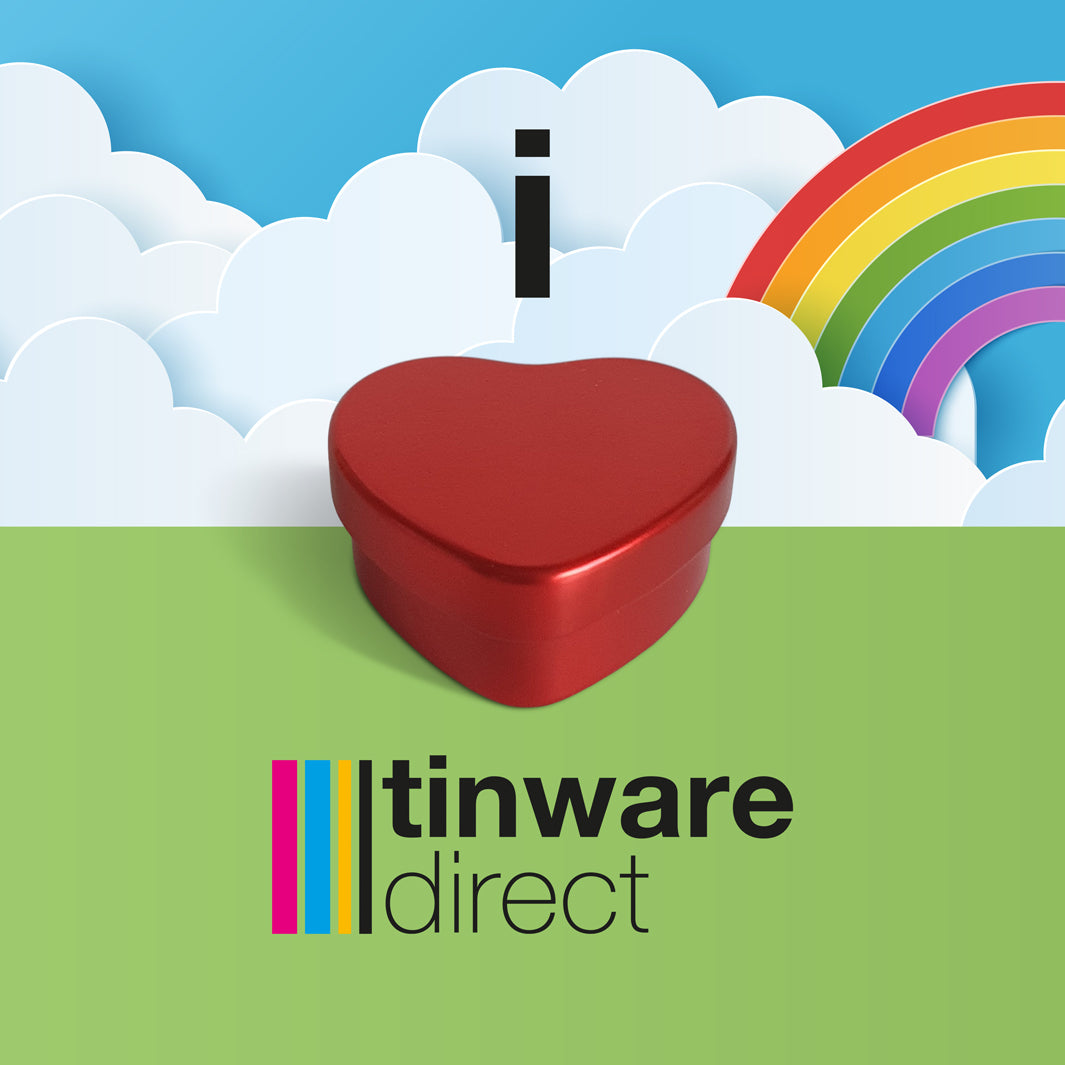 Immagine di Io Amo Tinware Direct, con un barattolo rosso che forma un cuore