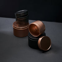 Barattoli rotondi in latta senza saldatura colori oro rosa e nero con coperchio a scorrimento