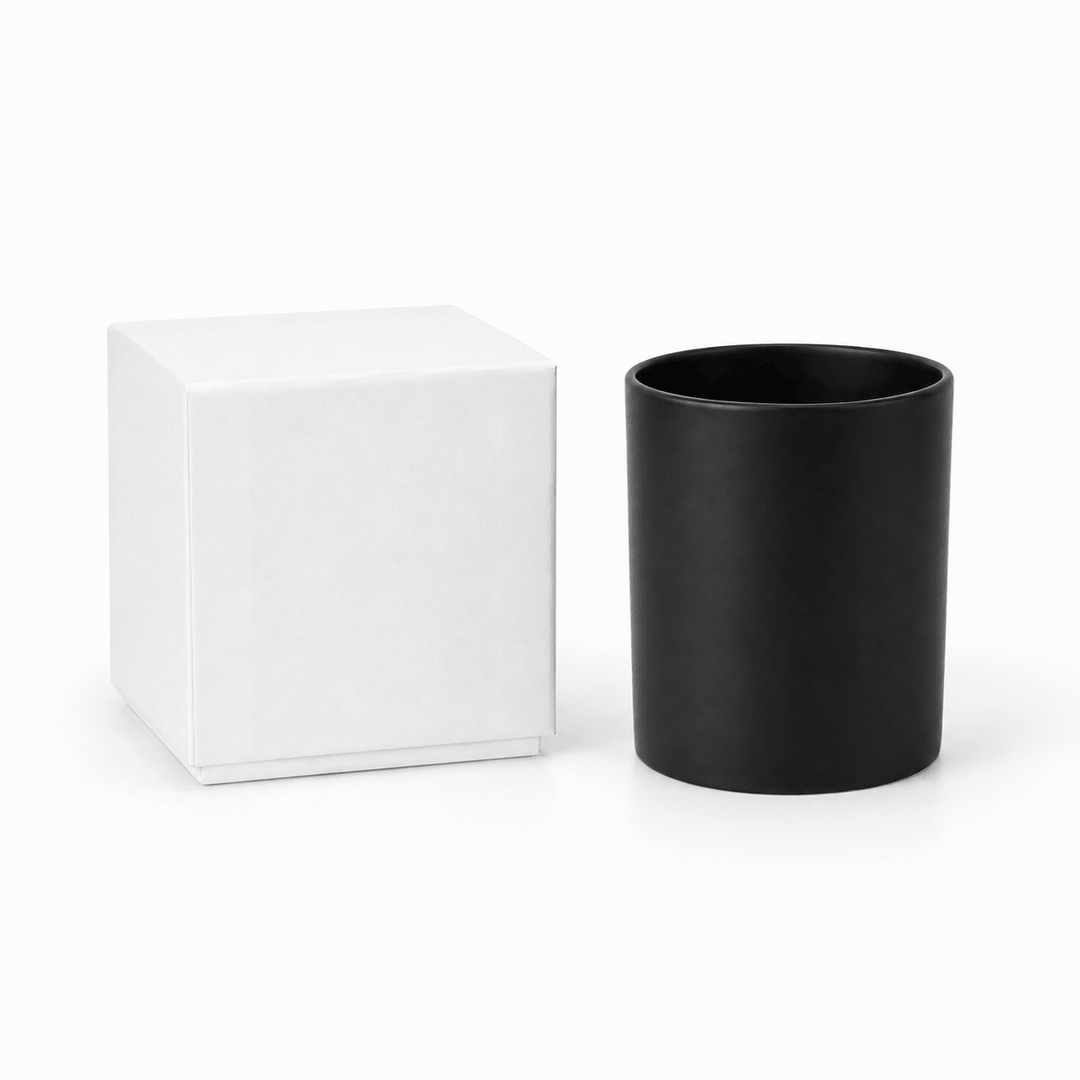 Vasetto in vetro per candele (trasparente e nero)