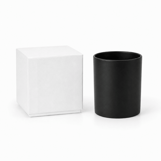 Vasetto in vetro per candele (trasparente e nero)
