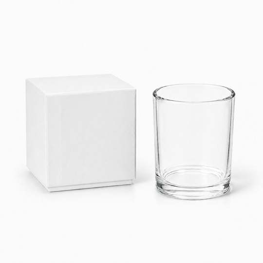 Vasetto in vetro per candele (trasparente e nero)