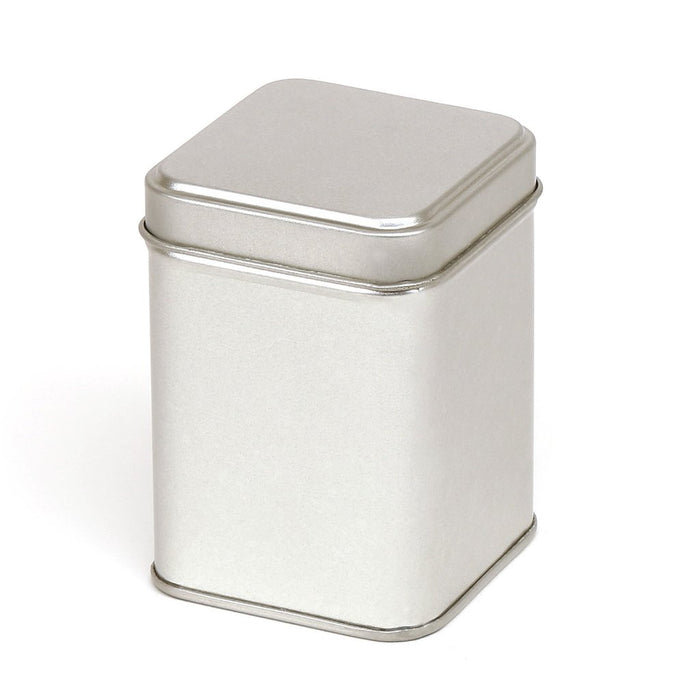 Packaging in latta di metallo quadrato color argento con coperchio a gradino 
