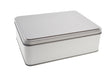 Contenitore in latta rettangolare grande color argento con coperchio a gradino uniforme